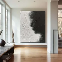 Large handmade Abstract texture oil painting hand painted Wall Art Texture oil painting Wall Art Black and White Abstract Lady Painting Modern Wall Art black white painting Wall Art
