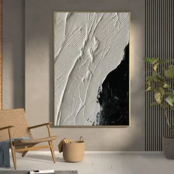 Large handmade Abstract texture oil painting hand painted Wall Art Texture oil painting Wall Art Black and White Abstract Lady Painting Modern Wall Art black white painting Wall Art