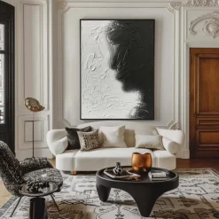 Large handmade Abstract texture oil painting hand painted Wall Art Texture oil painting Wall Art Black and White Abstract Lady Painting Modern Wall Art black white painting Wall Art
