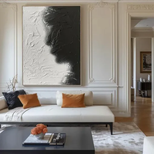 Large handmade Abstract texture oil painting hand painted Wall Art Texture oil painting Wall Art Black and White Abstract Lady Painting Modern Wall Art black white painting Wall Art