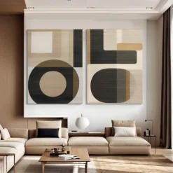 Large handmade Wall Art painting Wabi-Sabi Wall Art Brown Modern Abstract Painting On Canvas Minimalist Art Black and Beige Art Living Room Decor