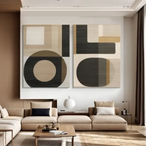 Large handmade Wall Art painting Wabi-Sabi Wall Art Brown Modern Abstract Painting On Canvas Minimalist Art Black and Beige Art Living Room Decor