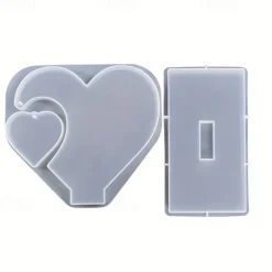 Large Heart Display Resin Silicone Casting Mold 1set, DIY Photo Heart Shape Silicone Mold for Home Decoration Wedding Ornament Graduation Souvenir