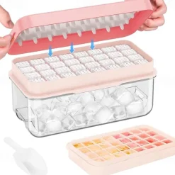 Large Ice Cube Tray with Lid and Bin Ice Trays for Freezer 2 INCH Whiskey Ice Cubes Mold 1*8 pcs Square Ice Cube Mold with Tong Easy to Release Large Ice Tray for Whiskey Cocktail Bourbon