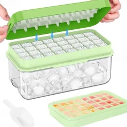 Large Ice Cube Tray with Lid and Bin Ice Trays for Freezer 2 INCH Whiskey Ice Cubes Mold 1*8 pcs Square Ice Cube Mold with Tong Easy to Release Large Ice Tray for Whiskey Cocktail Bourbon