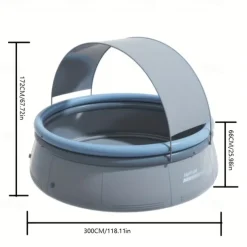 Large Inflatable Swimming Pool with Sunshade & Rain Shelter - Durable PVC Outdoor Luxury Water Park for Backyard, Garden, Summer Parties - Multiple Sizes (1-9 People) - No Pump Included, Luxury Pool D