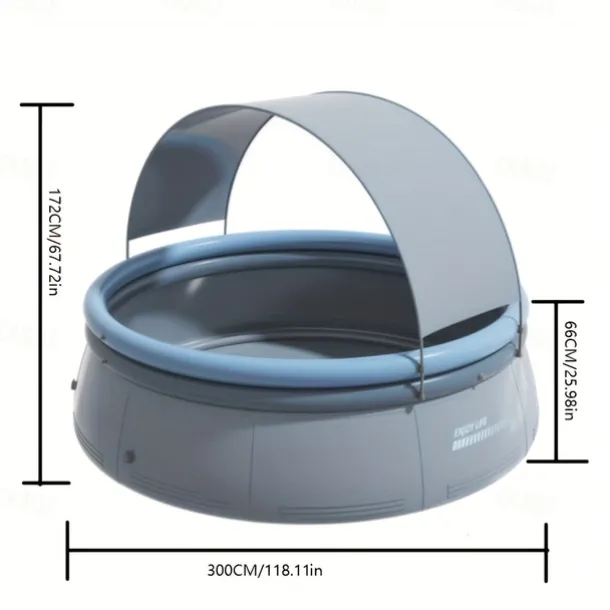 Large Inflatable Swimming Pool with Sunshade & Rain Shelter - Durable PVC Outdoor Luxury Water Park for Backyard, Garden, Summer Parties - Multiple Sizes (1-9 People) - No Pump Included, Luxury Pool D