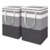 Large Laundry Basket Waterproof Freestanding Laundry Hamper Collapsible Tall Clothes Hamper with Extended Handles for Clothes Toys in the Dorm and Family-(Gradient Grey 75L)