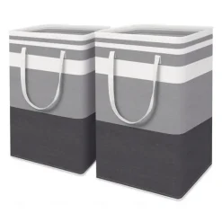 Large Laundry Basket Waterproof Freestanding Laundry Hamper Collapsible Tall Clothes Hamper with Extended Handles for Clothes Toys in the Dorm and Family-(Gradient Grey 75L)