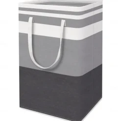Large Laundry Basket Waterproof Freestanding Laundry Hamper Collapsible Tall Clothes Hamper with Extended Handles for Clothes Toys in the Dorm and Family-(Gradient Grey 75L)