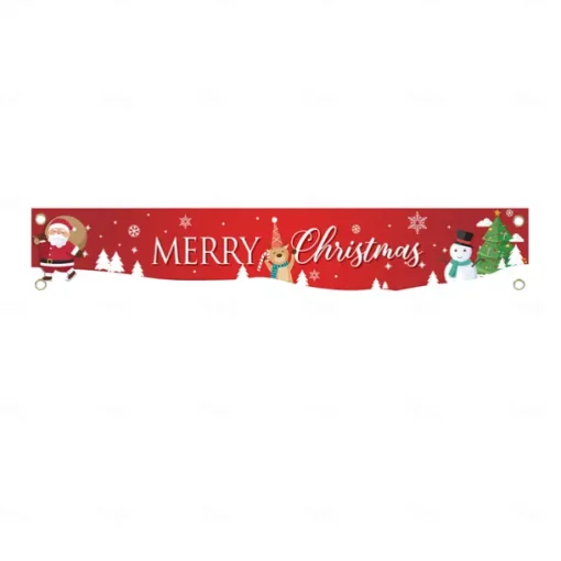 Large Merry Christmas Banner Xmas Decoration Snowman Christmas Tree Hanging Huge Sign Holiday Party Supplies Home Decor For Outdoor, Indoor, Yard, Garden, Porch, Lawn