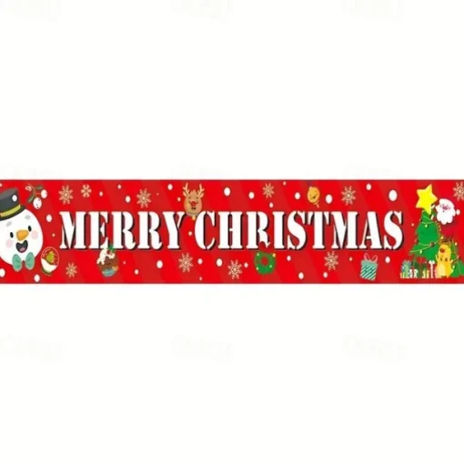 Large Merry Christmas Banner Xmas Decoration Snowman Christmas Tree Hanging Huge Sign Holiday Party Supplies Home Decor For Outdoor, Indoor, Yard, Garden, Porch, Lawn