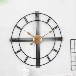 Large Metal Wall Clock Silent Retro Wall Clock Large Roman Numerals Used for Living Room Kitchen Fireplace Bedroom Decoration 50 cm