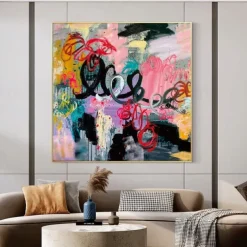 Large Modern Abstract Colorful Paintings On Canvas handmade Acrylic Painting Modern Fine Art hand painted Wall Expressionist Fireplace Oil Painting Vibrant Art oil painting