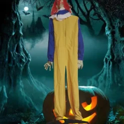 Large Outdoor Clown Electric Sensor Sound and Light Halloween Garden Decoration Props with Movement Sound and Lights