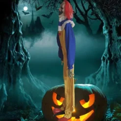 Large Outdoor Clown Electric Sensor Sound and Light Halloween Garden Decoration Props with Movement Sound and Lights