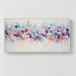 Large pink abstract oil painting hand painted colorful handmade painting modern office art flower painting colorful abstract painting for living room wall decoration