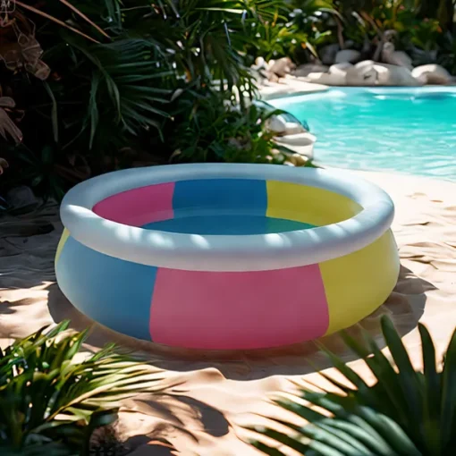 Large Round Pool, Available in Multiple Sizes, Foldable, Lightweight And Easy to Install, Portable And Storage-Friendly, Durable PVC Mesh Material with Quick-Drain Valve Design, Equipped with Multiple