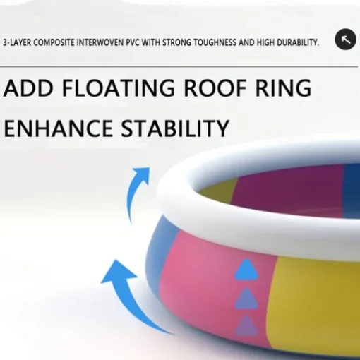 Large Round Pool, Available in Multiple Sizes, Foldable, Lightweight And Easy to Install, Portable And Storage-Friendly, Durable PVC Mesh Material with Quick-Drain Valve Design, Equipped with Multiple