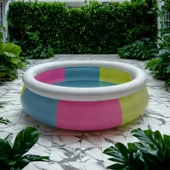 Large Round Pool, Available in Multiple Sizes, Foldable, Lightweight And Easy to Install, Portable And Storage-Friendly, Durable PVC Mesh Material with Quick-Drain Valve Design, Equipped with Multiple