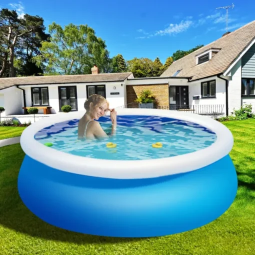 Large Round Pool, Available in Multiple Sizes, Foldable, Lightweight And Easy to Install, Portable And Storage-Friendly, Durable PVC Mesh Material with Quick-Drain Valve Design, Equipped with Multiple