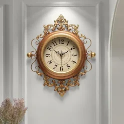Large Vintage Wall Clock Silent Non Ticking Battery Operated Quartz Wall Clock Metal Wall Clocks Retro Wall Clock Court Style