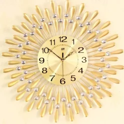 Large Wall Clock Metal Decorative Silent Non-Ticking Big Clocks Modern Home Decorations for Living Room Bedroom Dining Room Office