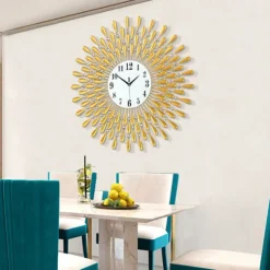 Large Wall Clock Metal Decorative Silent Non-Ticking Big Clocks Modern Home Decorations for Living Room Bedroom Dining Room Office