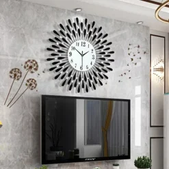 Large Wall Clock Metal Decorative Silent Non-Ticking Big Clocks Modern Home Decorations for Living Room Bedroom Dining Room Office