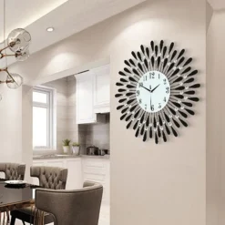 Large Wall Clock Metal Decorative Silent Non-Ticking Big Clocks Modern Home Decorations for Living Room Bedroom Dining Room Office