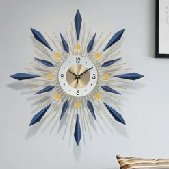 Large Wall Clock Metal Decorative Mid Century Silent Non-Ticking Big Clocks Modern Home Decorations for Living RoomBedroomDining Room Office