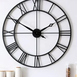 Large Wall Clocks for Home Decor Silent Non Ticking Decorative Metal Wall Clock Round Rustic Clock Battery Operated with Roman Numerals Clock for Living Room Kitchen Bedroom Office 40 50 60 70 cm