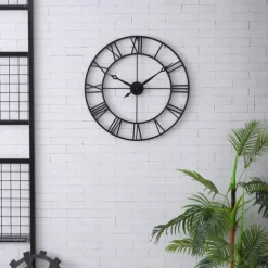 Large Wall Clocks for Home Decor Silent Non Ticking Decorative Metal Wall Clock Round Rustic Clock Battery Operated with Roman Numerals Clock for Living Room Kitchen Bedroom Office 40 50 60 70 cm
