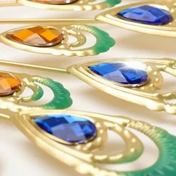 Large Wall Clocks for Living Room Decor Gold Decoration Wall Clock Silent Battery Operated Non Ticking for Bedroom Kitchen 15 Inch Retro Peacock Crystal Wall Watch Quartz for Home Office Indoor