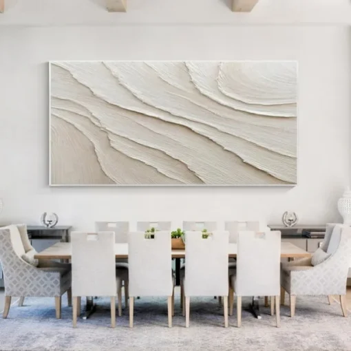 Large white oil painting handmade 3D White Canvas Oil Painting handmade Abstract painting handmade Wall Art pattle Knife wave Painting Light Luxury oil painting for Living Room bedroom wall Decor