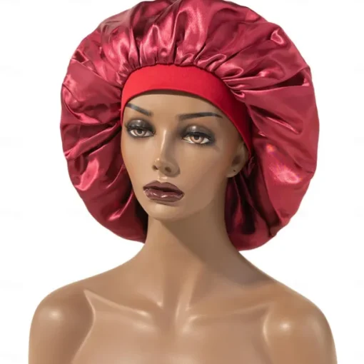 Large Women Silk Satin-Bonnet Extra Soft Elastic Band Sleeping Caps for Curly Dreadlock Braid Hair