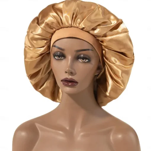 Large Women Silk Satin-Bonnet Extra Soft Elastic Band Sleeping Caps for Curly Dreadlock Braid Hair
