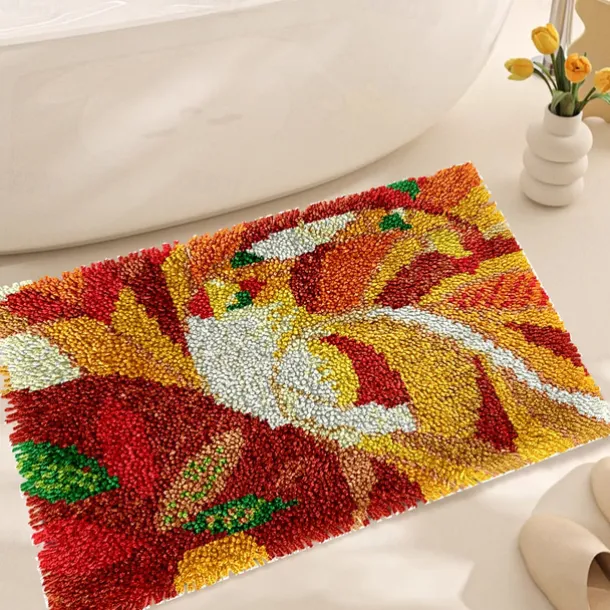 Latch Hook Kit DIY Bathroom Rug Craft Kit Crochet Yarn Pillow Kit for Beginners Handcraft Printed Mats Embroidery Set for Adults Mother's Day Gifts