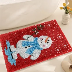 Latch Hook Kit DIY Bathroom Rug Craft Kit Crochet Yarn Pillow Kit for Beginners Handcraft Printed Mats Embroidery Set for Adults Mother's Day Gifts