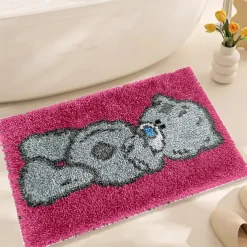 Latch Hook Kit DIY Bathroom Rug Craft Kit Crochet Yarn Pillow Kit for Beginners Handcraft Printed Mats Embroidery Set for Adults Mother's Day Gifts