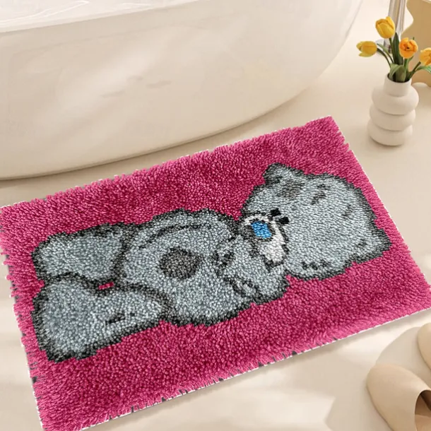 Latch Hook Kit DIY Bathroom Rug Craft Kit Crochet Yarn Pillow Kit for Beginners Handcraft Printed Mats Embroidery Set for Adults Mother's Day Gifts