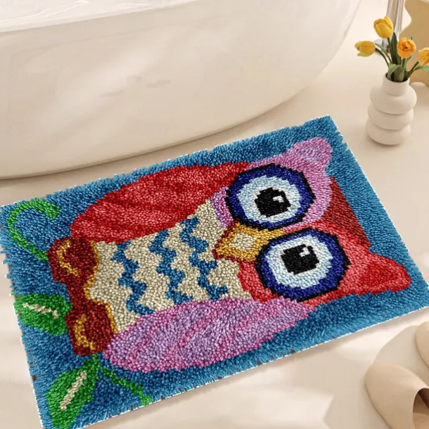 Latch Hook Kit DIY Bathroom Rug Craft Kit Crochet Yarn Pillow Kit for Beginners Handcraft Printed Mats Embroidery Set for Adults Mother's Day Gifts