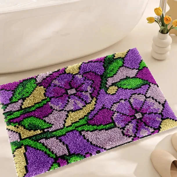 Latch Hook Kit DIY Bathroom Rug Craft Kit Crochet Yarn Pillow Kit for Beginners Handcraft Printed Mats Embroidery Set for Adults Mother's Day Gifts