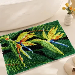 Latch Hook Kit DIY Bathroom Rug Craft Kit Crochet Yarn Pillow Kit for Beginners Handcraft Printed Mats Embroidery Set for Adults Mother's Day Gifts