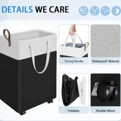 Laundry Hamper with Wheels and Lid, 75/90L Rolling Clothes Basket with Handle, Large Laundry Hamper for Bedroom, Bathroom, Dorm, Laundry Room