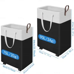 Laundry Hamper with Wheels and Lid, 75/90L Rolling Clothes Basket with Handle, Large Laundry Hamper for Bedroom, Bathroom, Dorm, Laundry Room