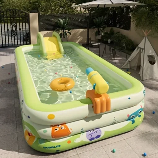 3/4-Layer Inflatable Monster Pattern Swimming Pool - Family Size, Thick PVC Material, Easy Storage & Transport, Perfect for Outdoor Water Fun, Summer Parties, and Backyard Entertainment, Pool Floats