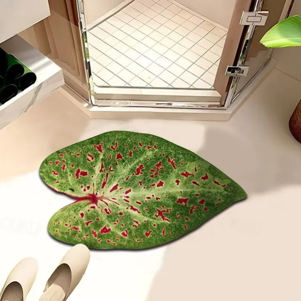 Leaf Shape Doormat Kitchen Mat Floor Mat Non-Slip Area Rug Oil Proof Rug Indoor Outdoor Mat Bedroom Decor Bathroom Mat Entrance Rug