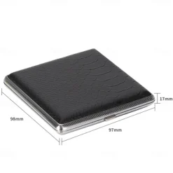 Leather Cigarette Case with Elastic Strap, Metal Frame, Holds 20 Cigarettes, Protective Holder for Hand-Rolled Cigarettes