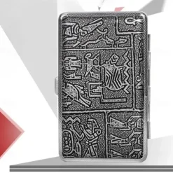 Leather Cigarette Case with Elastic Strap, Metal Frame, Holds 20 Cigarettes, Protective Holder for Hand-Rolled Cigarettes